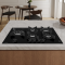 Plaque 5 GAZ (dont WOK) Verre Noire 75cm